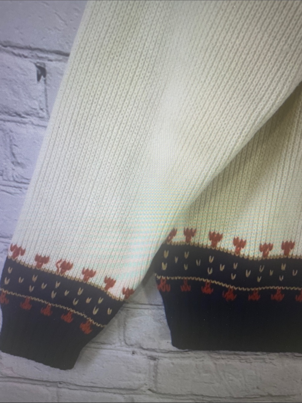 Men's Colorblock Fair Isle Sweater - Cream, Black & Gold - Picture 5 of 7